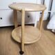 Vintage round service with foldable honey wooden wheels with 2 retractable trays (1 turn)