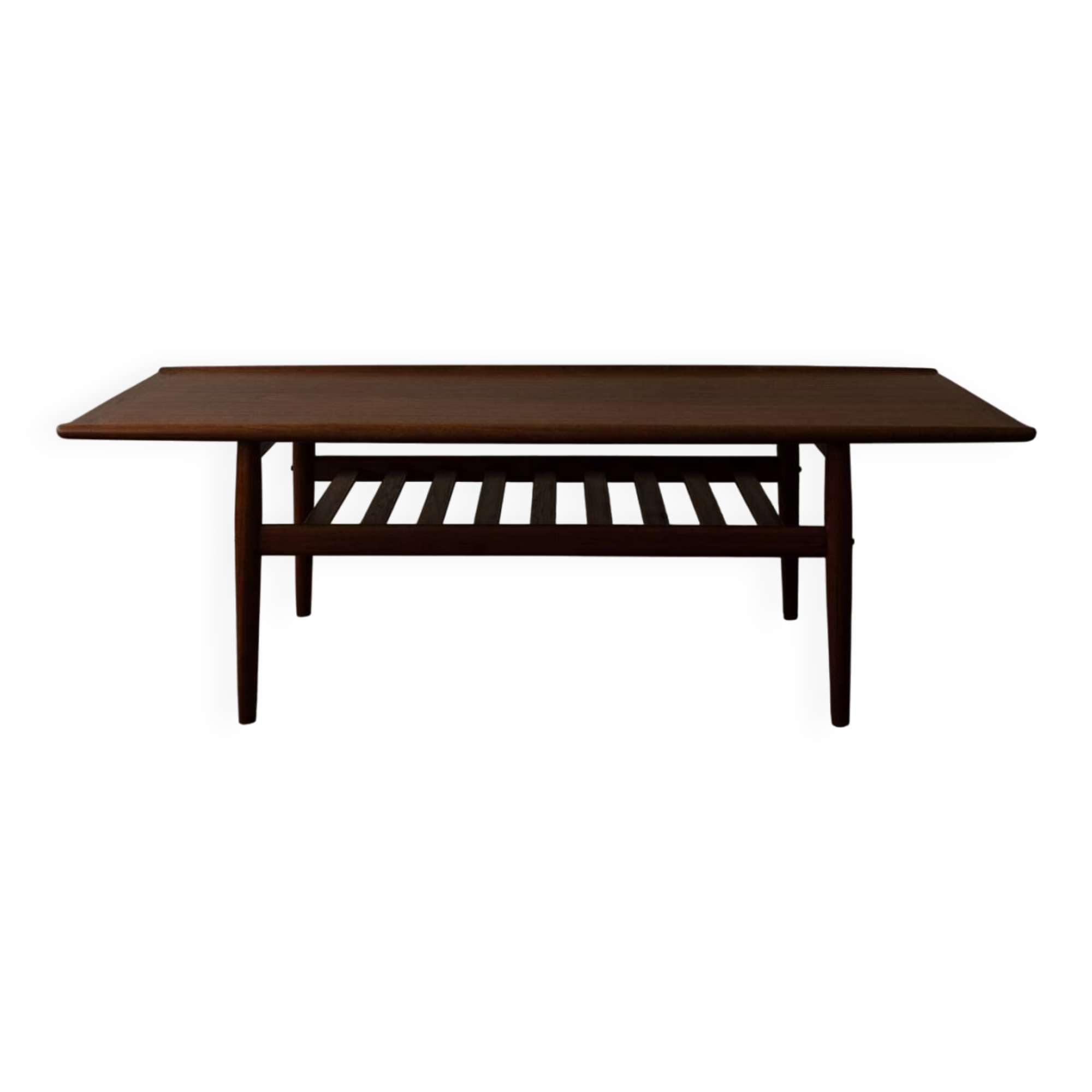 Danish Teak Coffee Table with Slatted Shelf, Grete Jalk 1960s