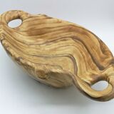 Large cut or flat Vallauris Grandjean Jourdan ceramic faux vintage wood