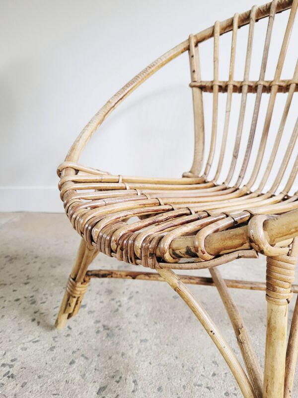 Fauteuil coquille en rotin pour enfant