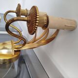 Vintage gold brass wall light - pineapple motif - 2 arms