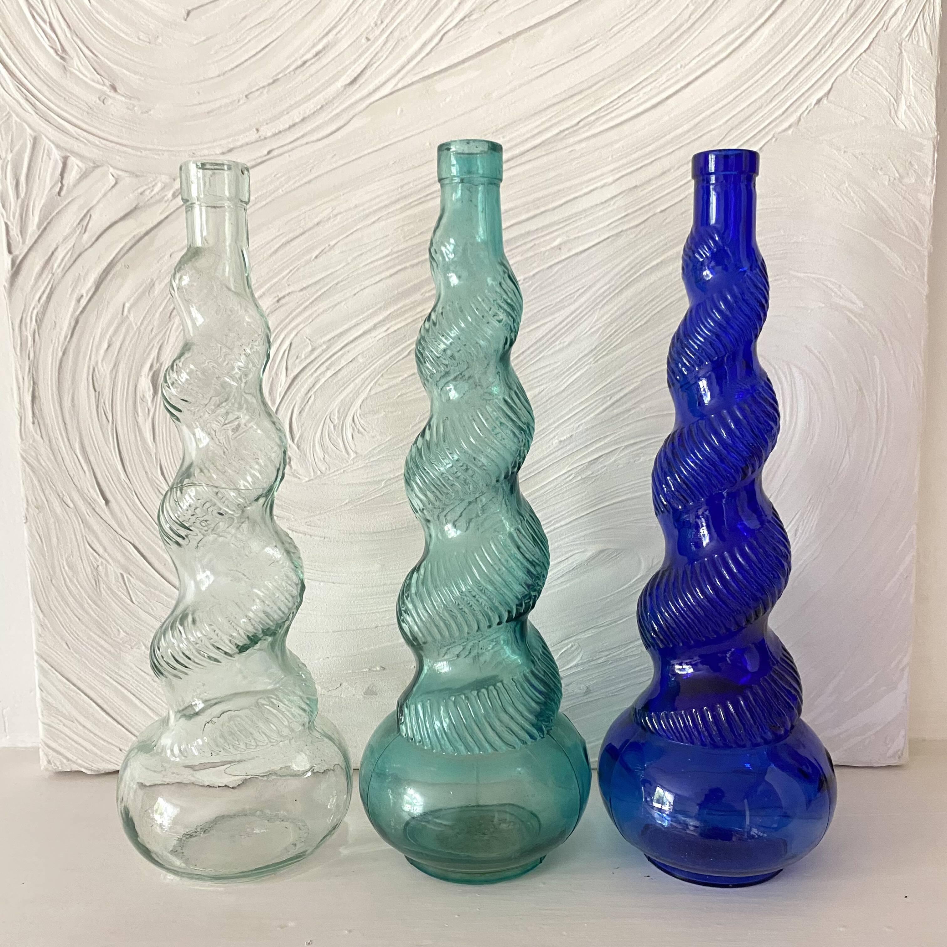 Vintage twisted Italian Empoli bottles