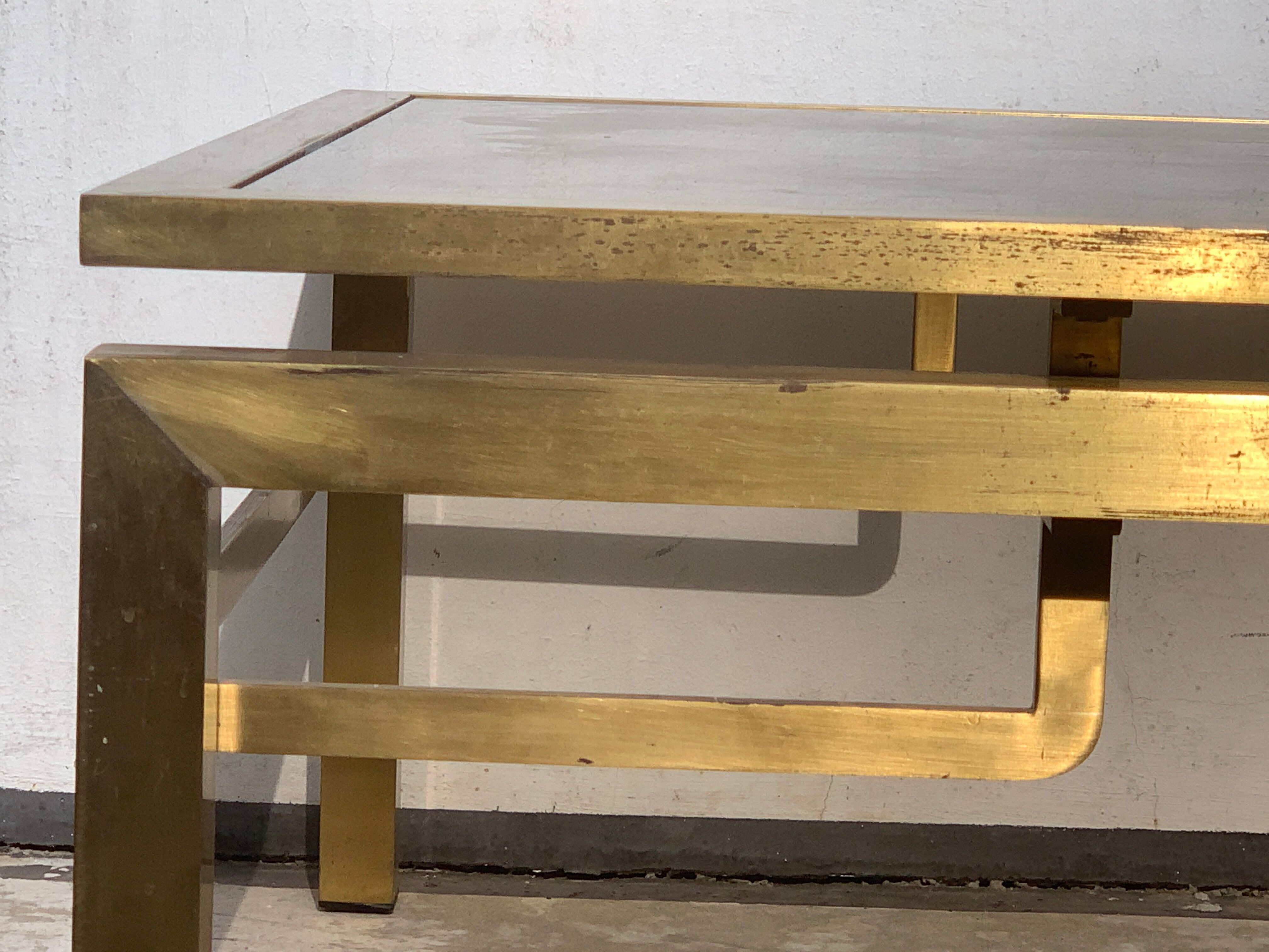 Guy Lefèvre's gilded metal coffee table for Maison Jansen, 1970