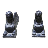 Old cast iron sphinx chenets