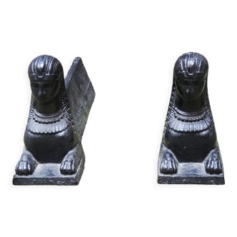 Anciens chenets en fonte sphinx