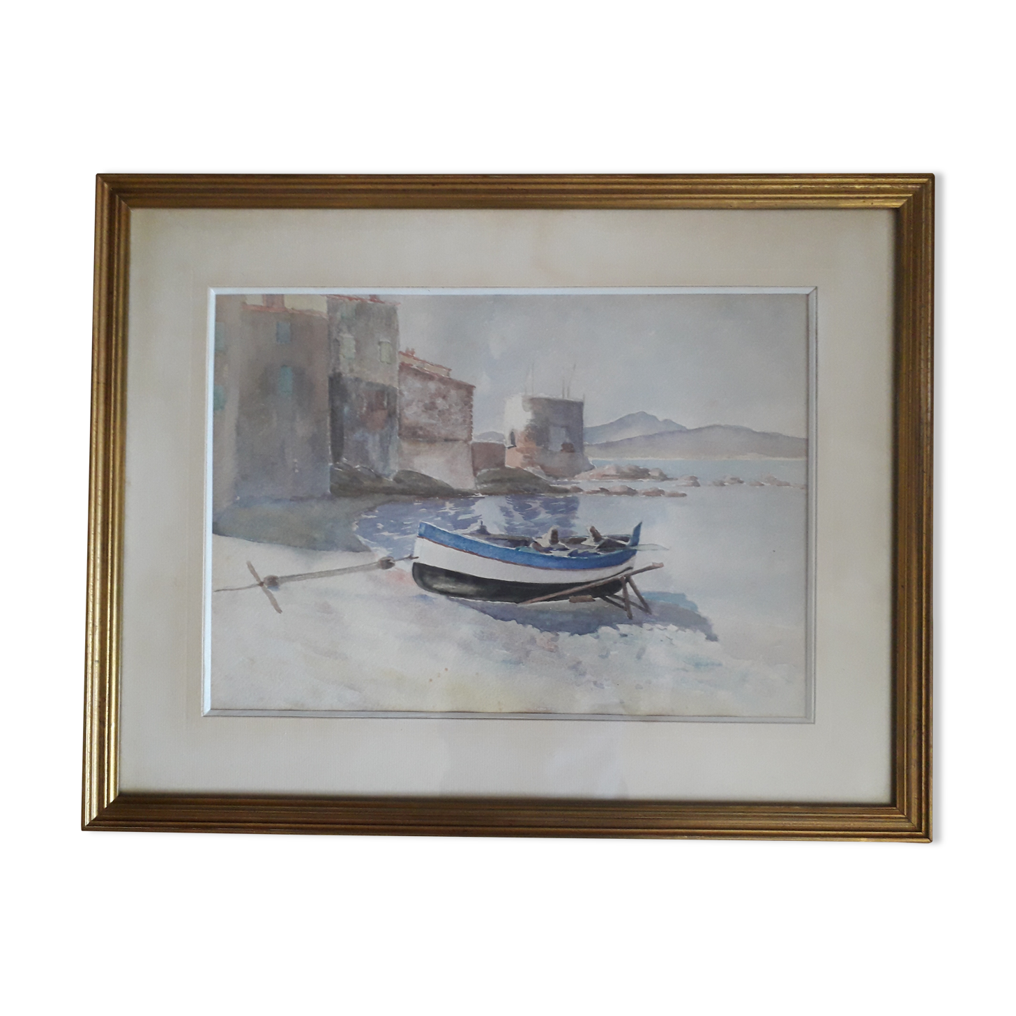 Ancient painting depicting a seascape