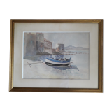 Ancient painting depicting a seascape