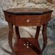 Table d'appoint incrustée, table à couture, bois d'acajou, table de rangement Art déco