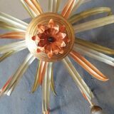 Painted metal chandelier with flowers