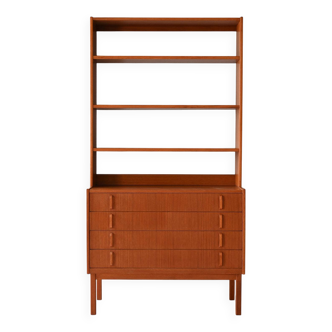 Scandinavian Teak Bookcase with Drawers – Bodafors