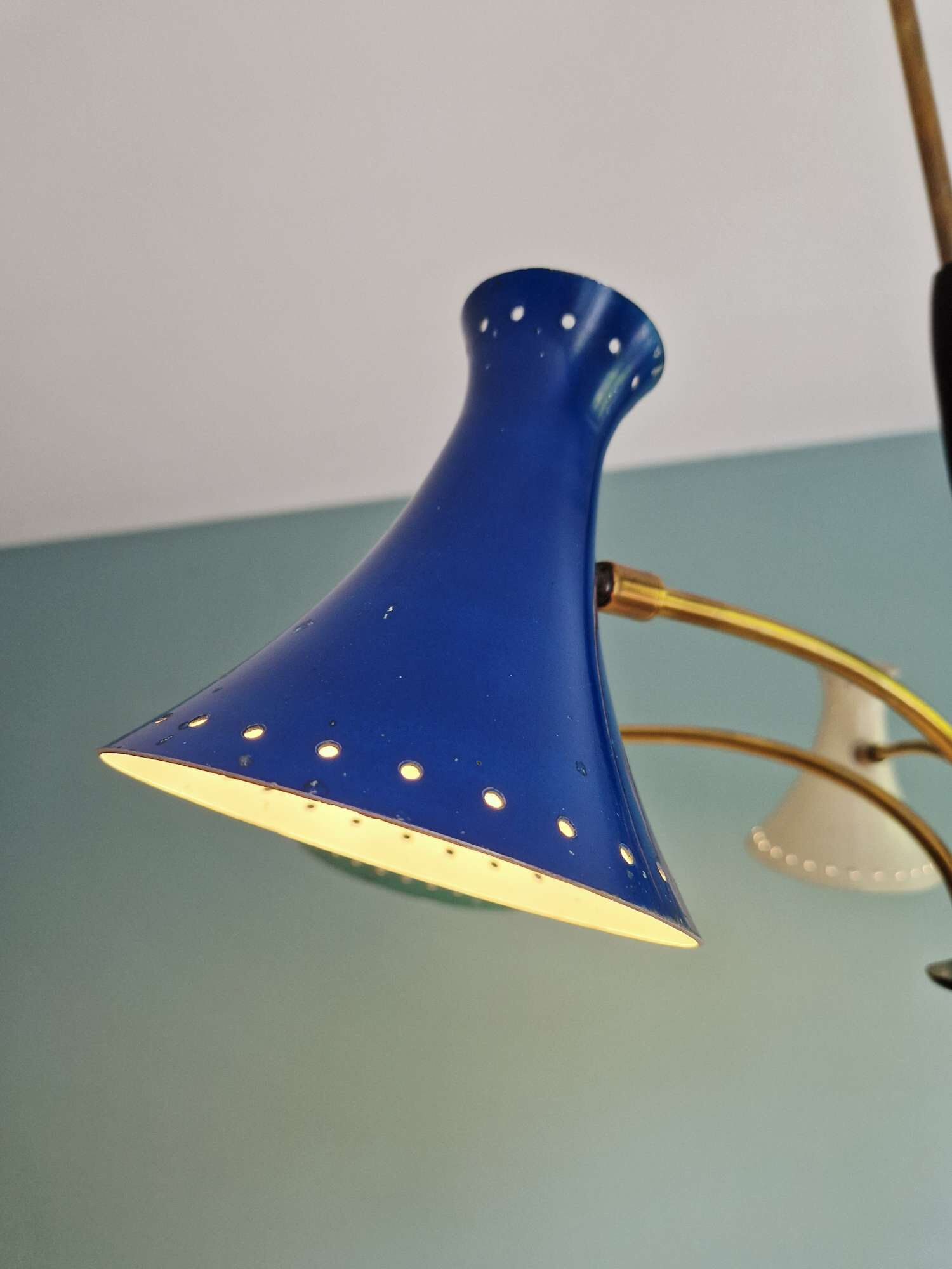 Diabolo articulated chandelier, Italian design, 1950s-60s