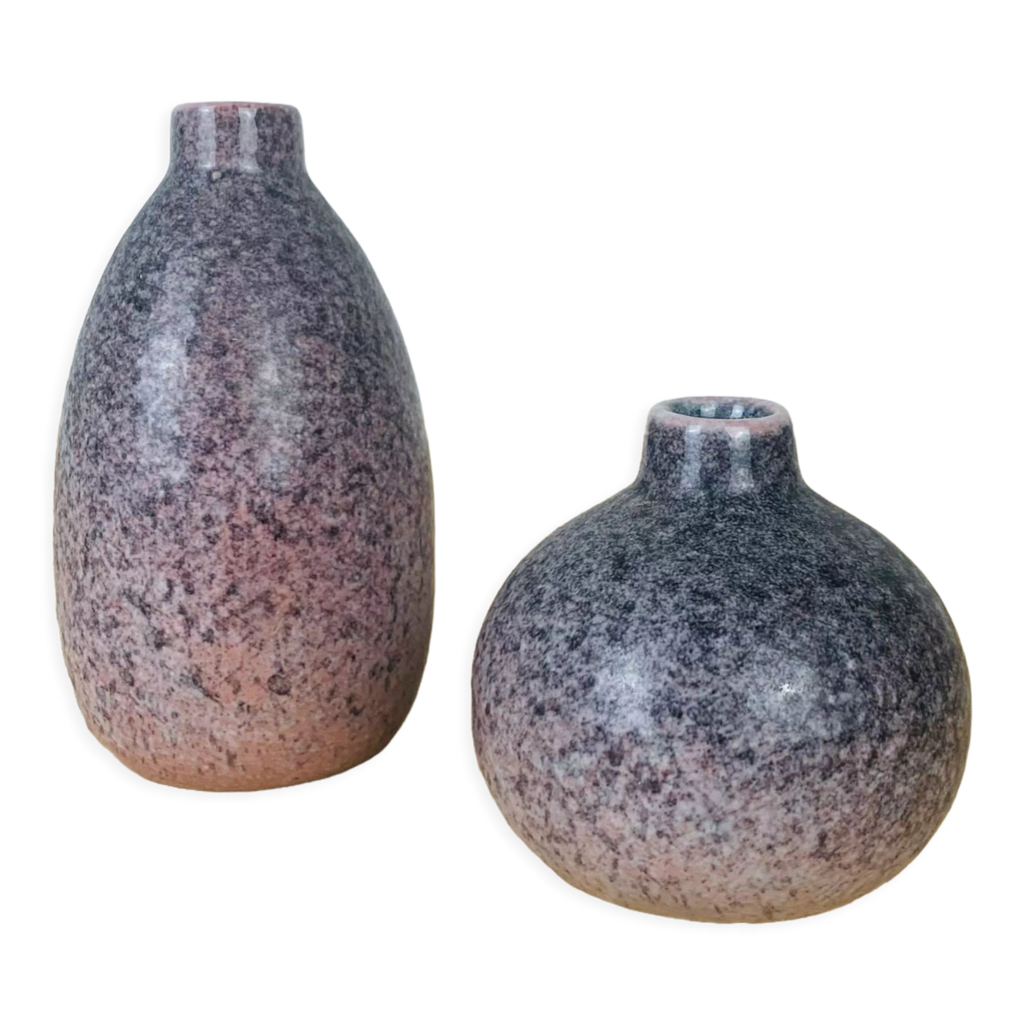 2 ceramic vases signed pink, vintage