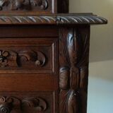 Neo-Renaissance oak cash desk and step