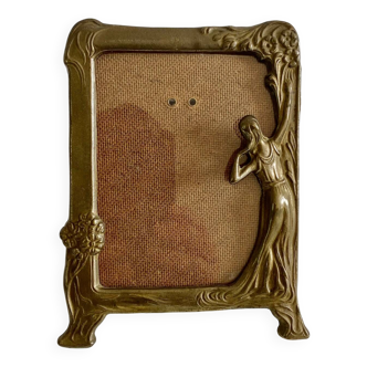 Art Nouveau brass freestanding photo frame