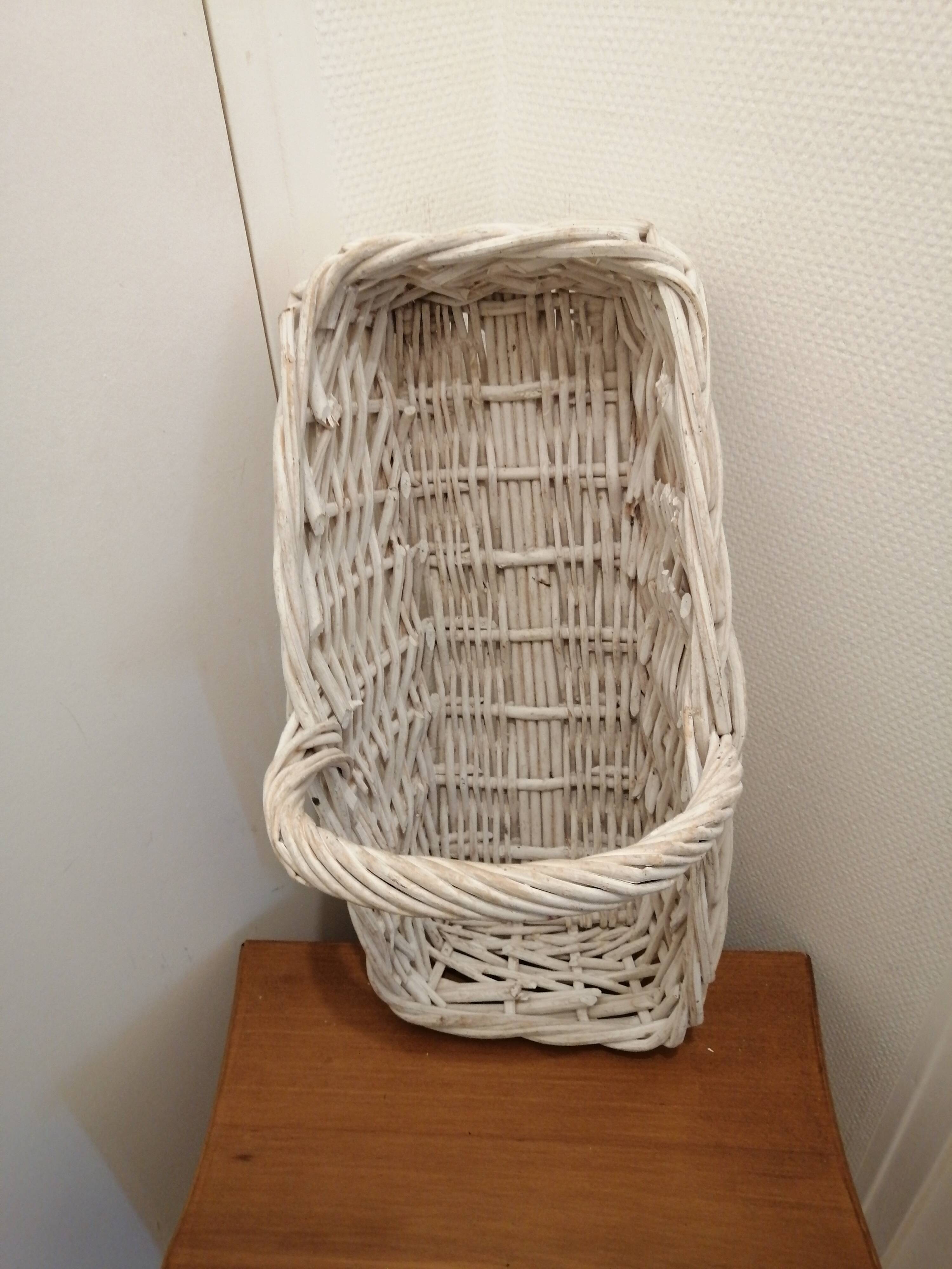 Vintage white wicker basket for flowers or others