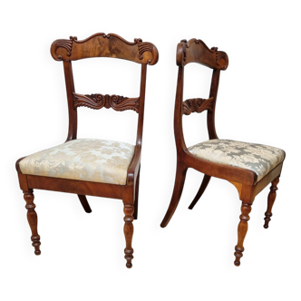 Pair of English Mahogany Sheraton Side Chairs, 1830s