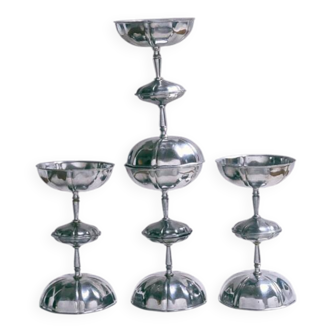 Set de 8 coupes à champagne en inox, années 1970