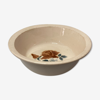 Old salad bowl dish earthenware Digoin floral decoration early twentieth century