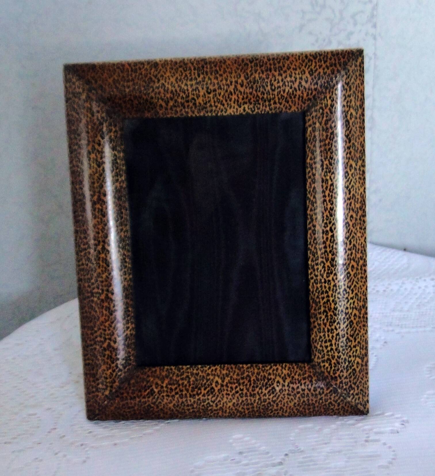 Antique photo holder frame to stand christian dior leopard style print