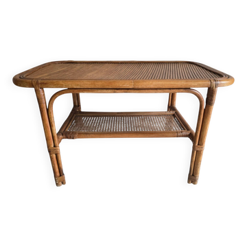 Vintage coffee table in rattan and cane – 1960s/70s