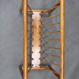 1960s uluv solid beech magazine stand, czechoslovakia