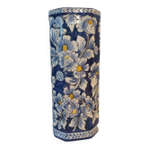Octagonal umbrella stand in vintage blue earthenware