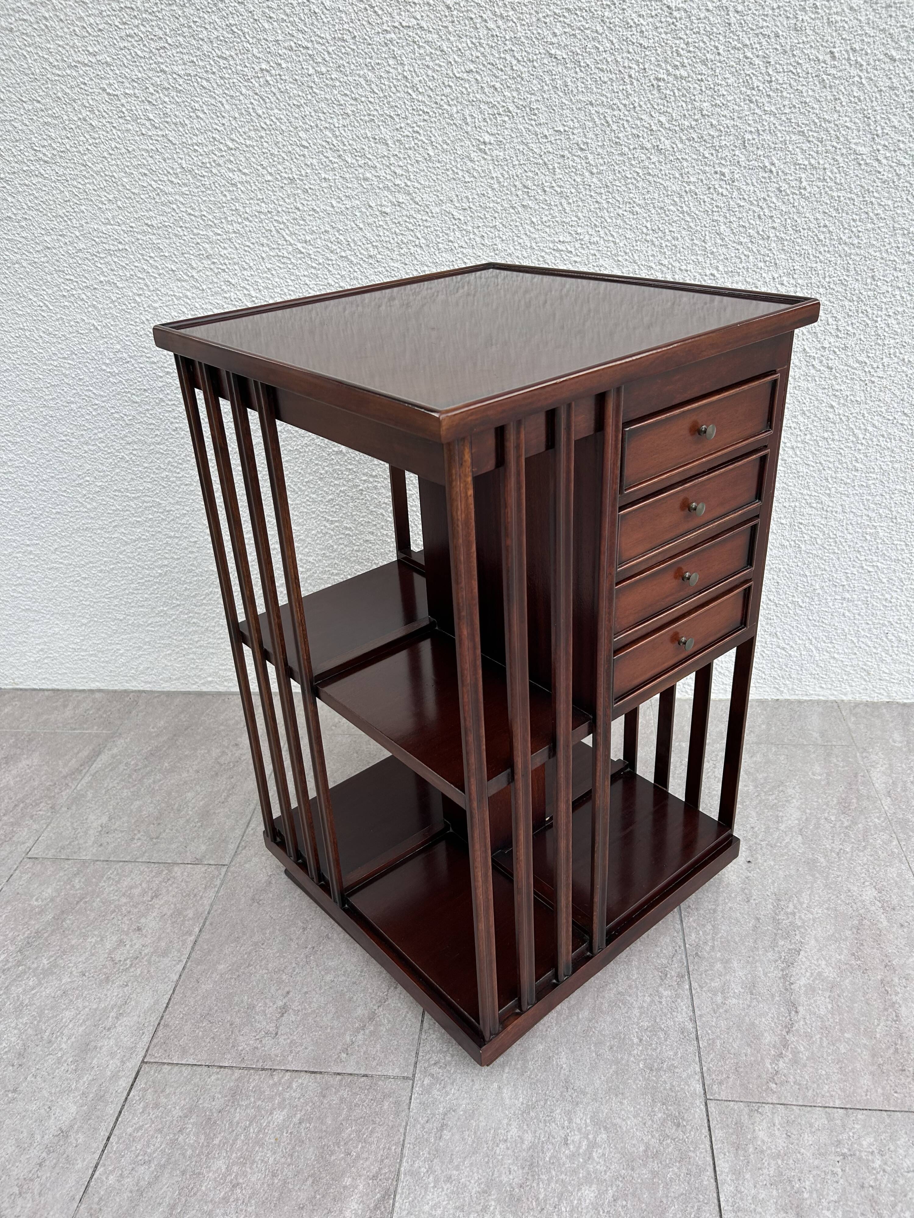 Mahogany rotating bookcase