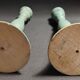 Paire de bougeoirs vintage en bois peint