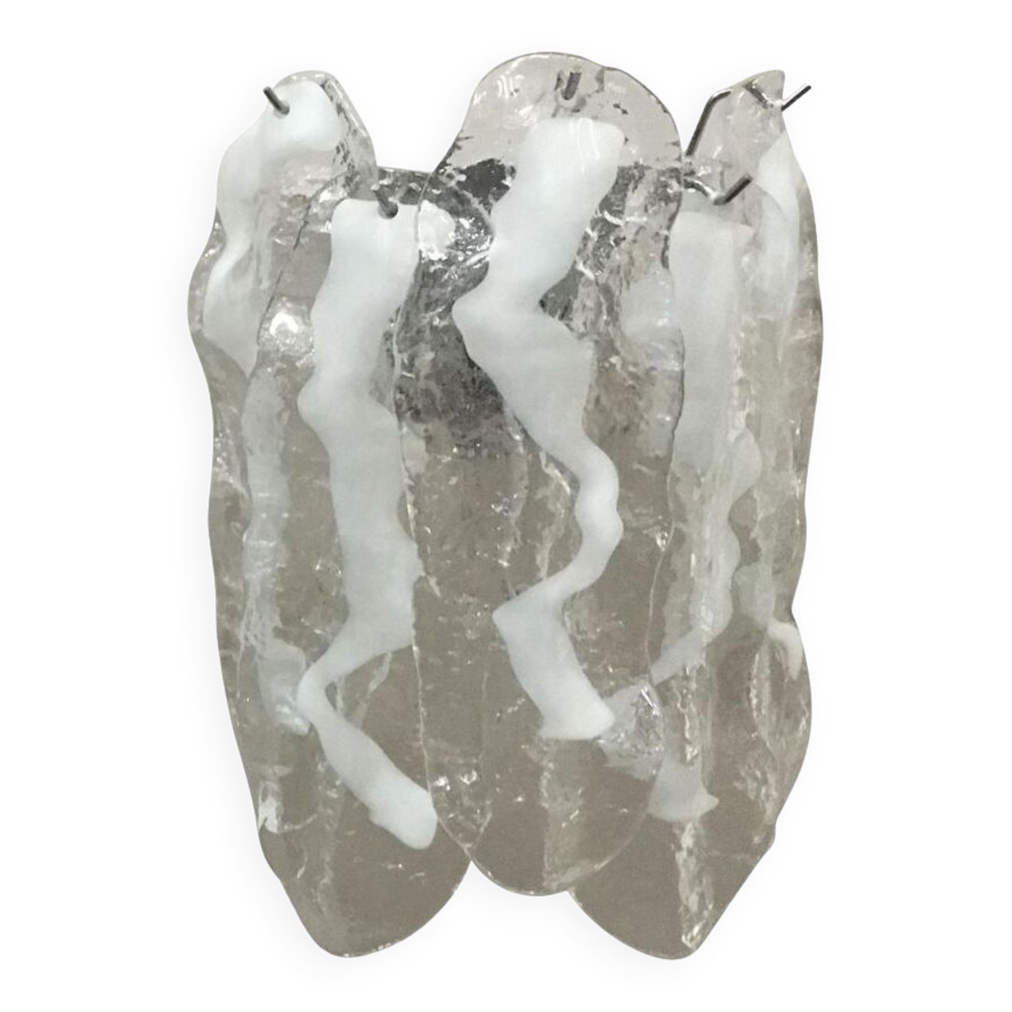 Transapent and white “fiamma” murano glass wall sconce