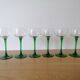 6 verres à vin d'Alsace pied vert