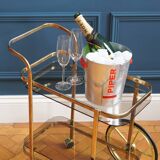 Brass wheeled bar cart