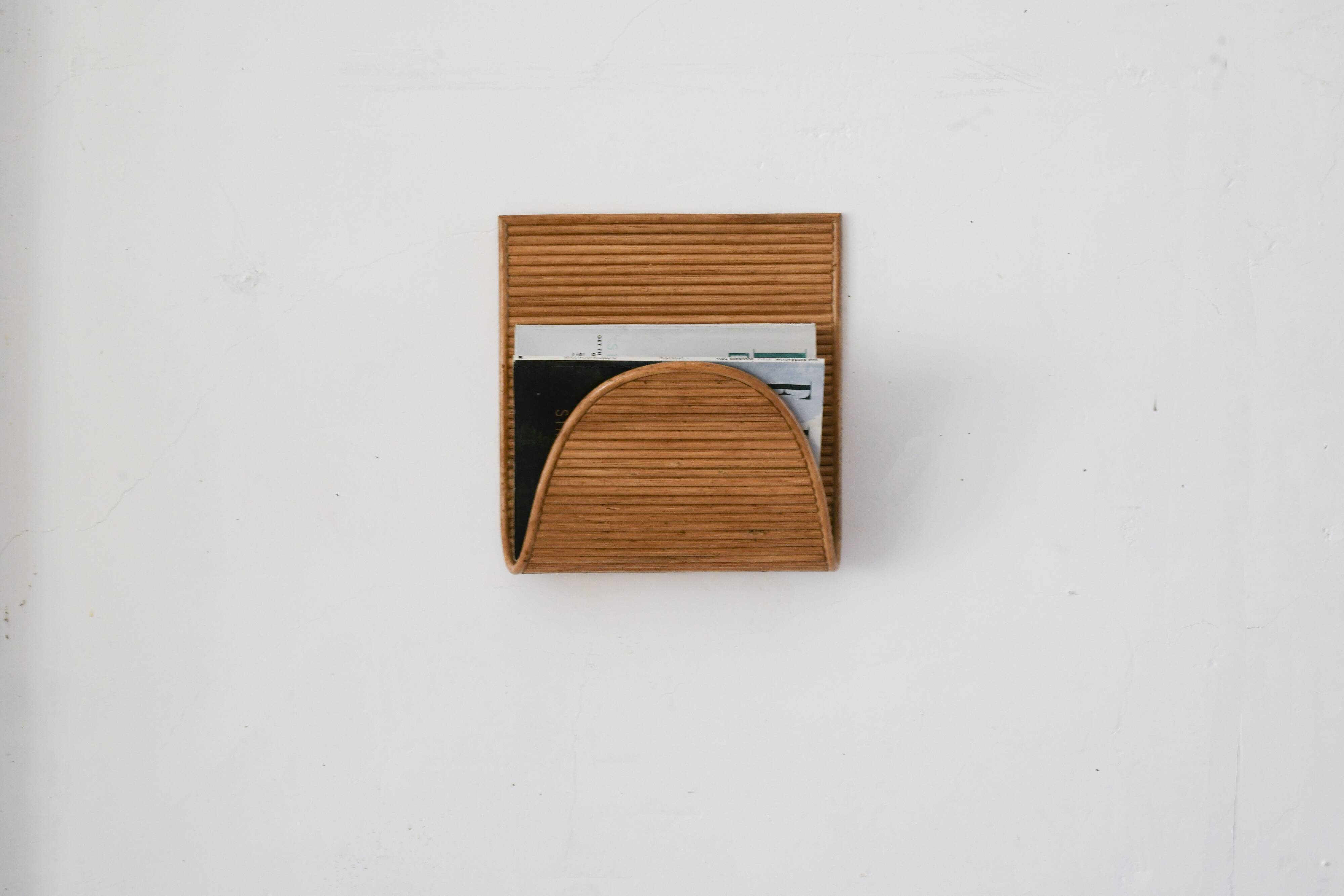 Rattan Modern Wall Mounted Magazine Rack