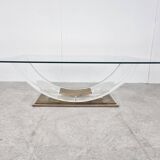 Lucite and brass arch coffee table, 1970s