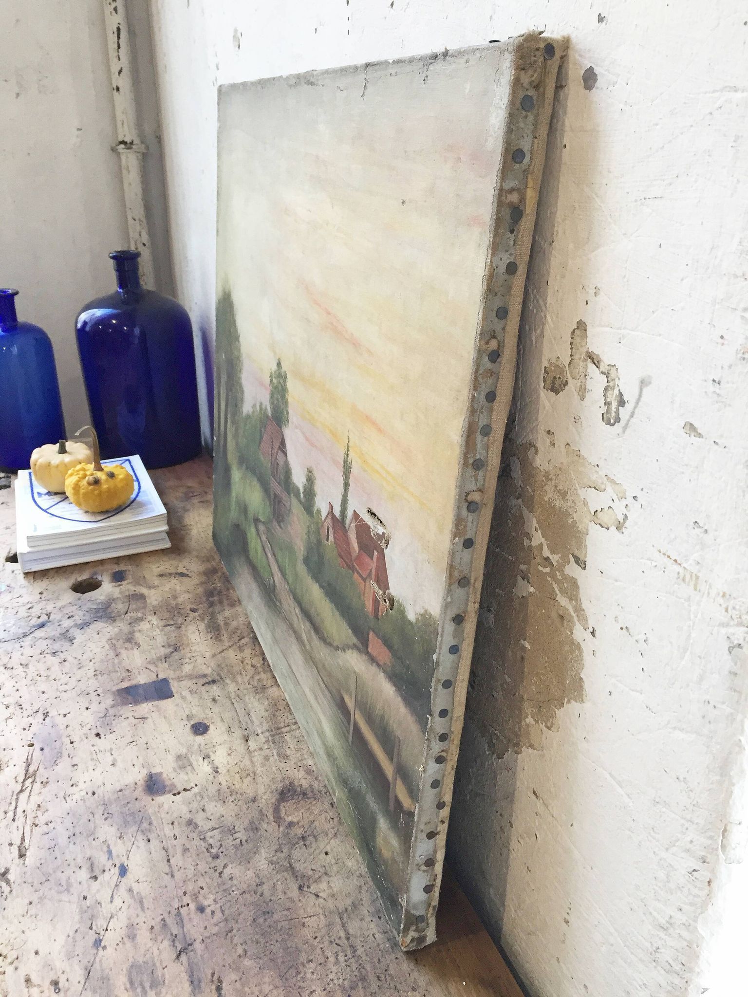 Old canvas landscape 65 x 54 cm