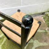 Chaise Italienne Vintage Laquée Noire Corde Tressée