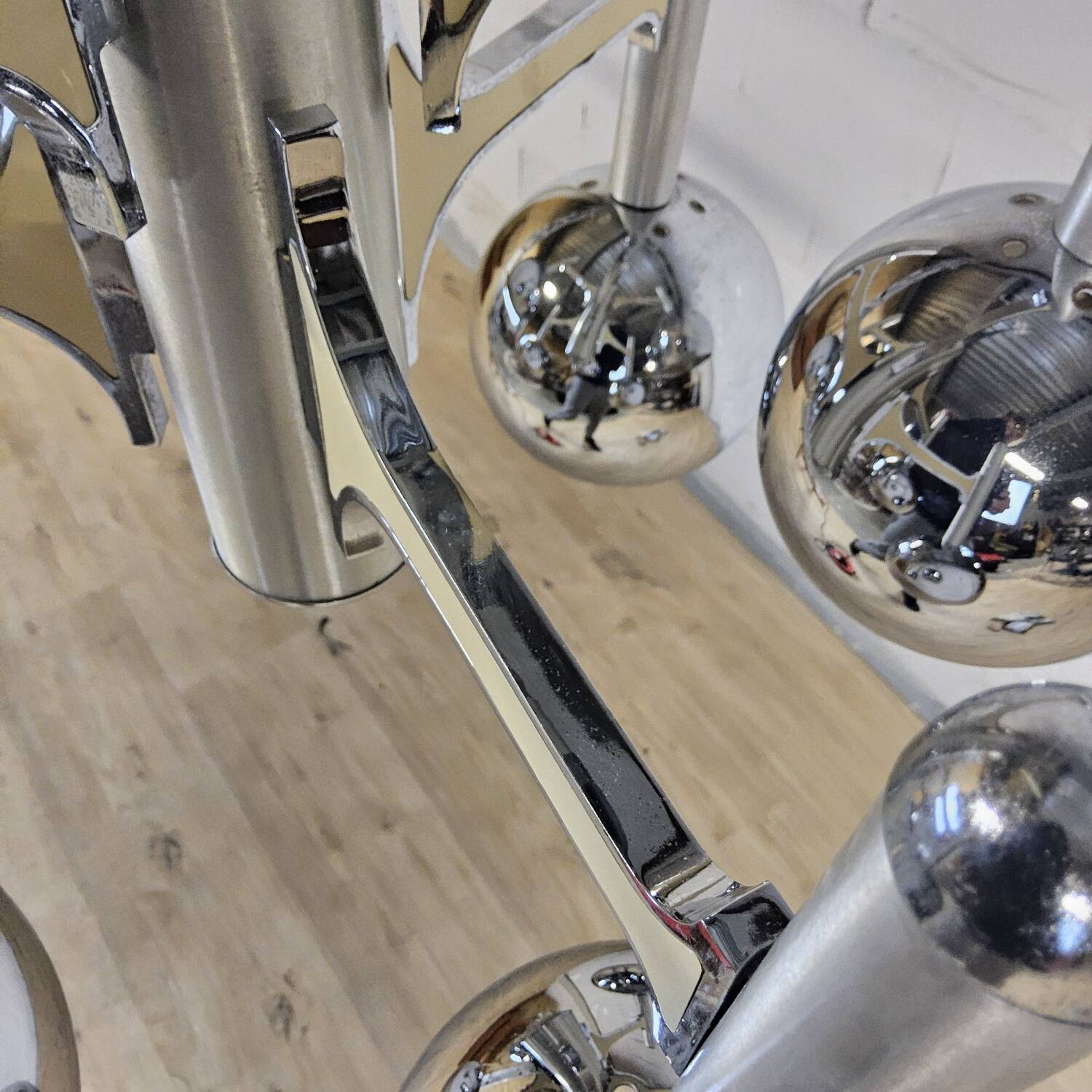 Italian design chrome vintage Space Age Gaetano Sciolari pendant lamp