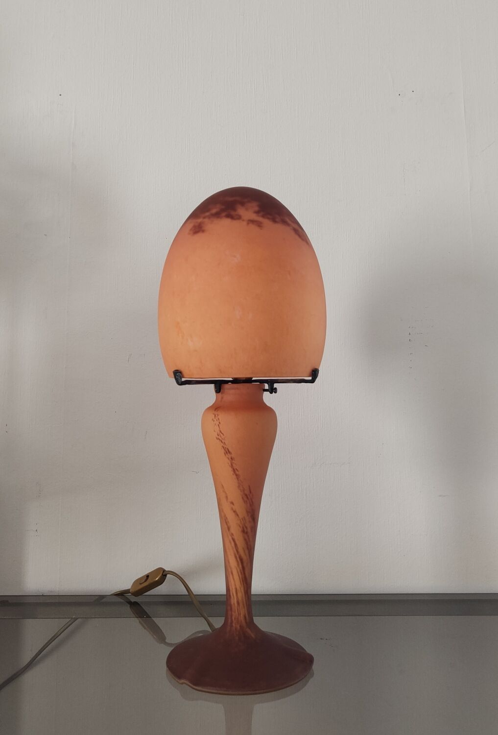 Glass paste lamp signed art of France 1980