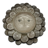 Wall ceramic "solar face" — signed, circa 1970