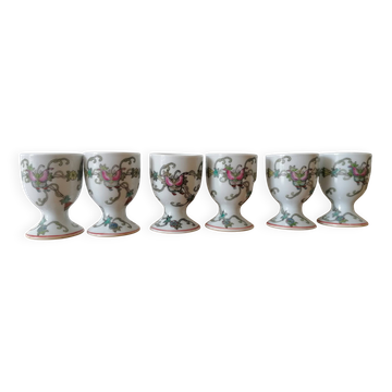 6 hand-painted Chinese egg cups