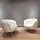 2 white leather armchairs, 1980s