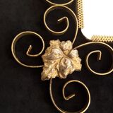 Square mirror with vine leaves and golden metal windings, 1960s