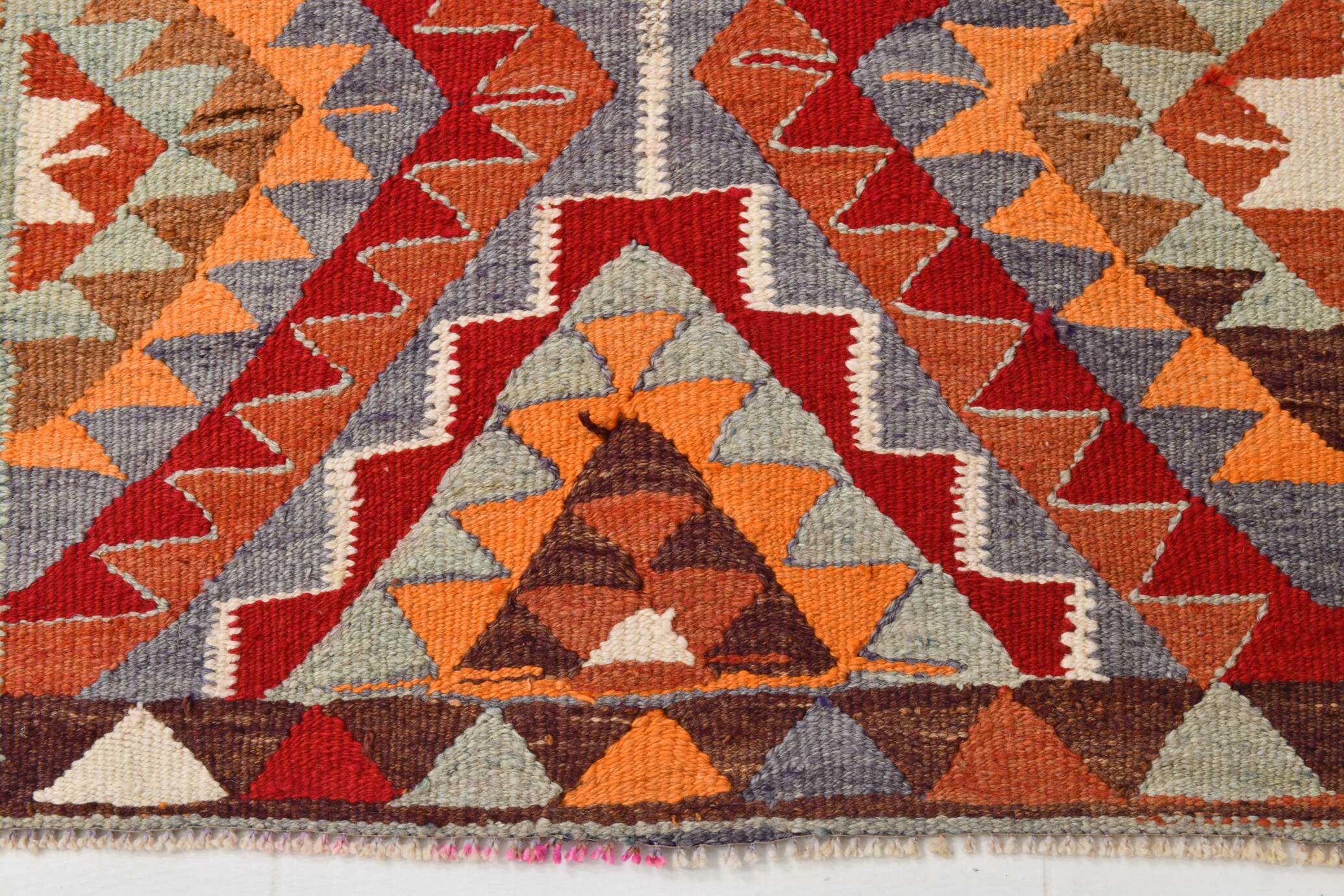 3x12 Handmade Vintage Kilim Runner Rug, 102x362Cm