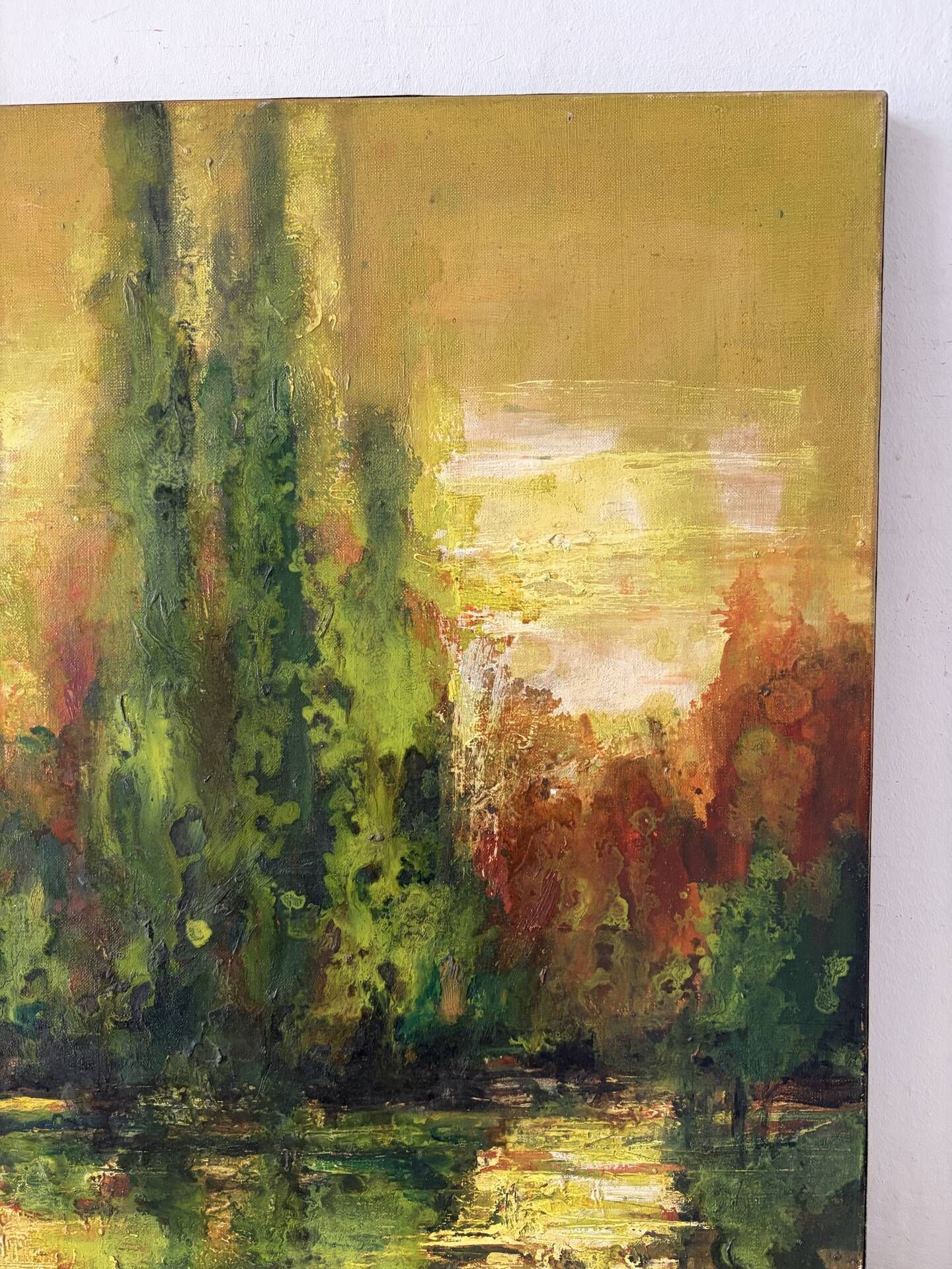 Reflets d’automne, huile sur toile signée 1974