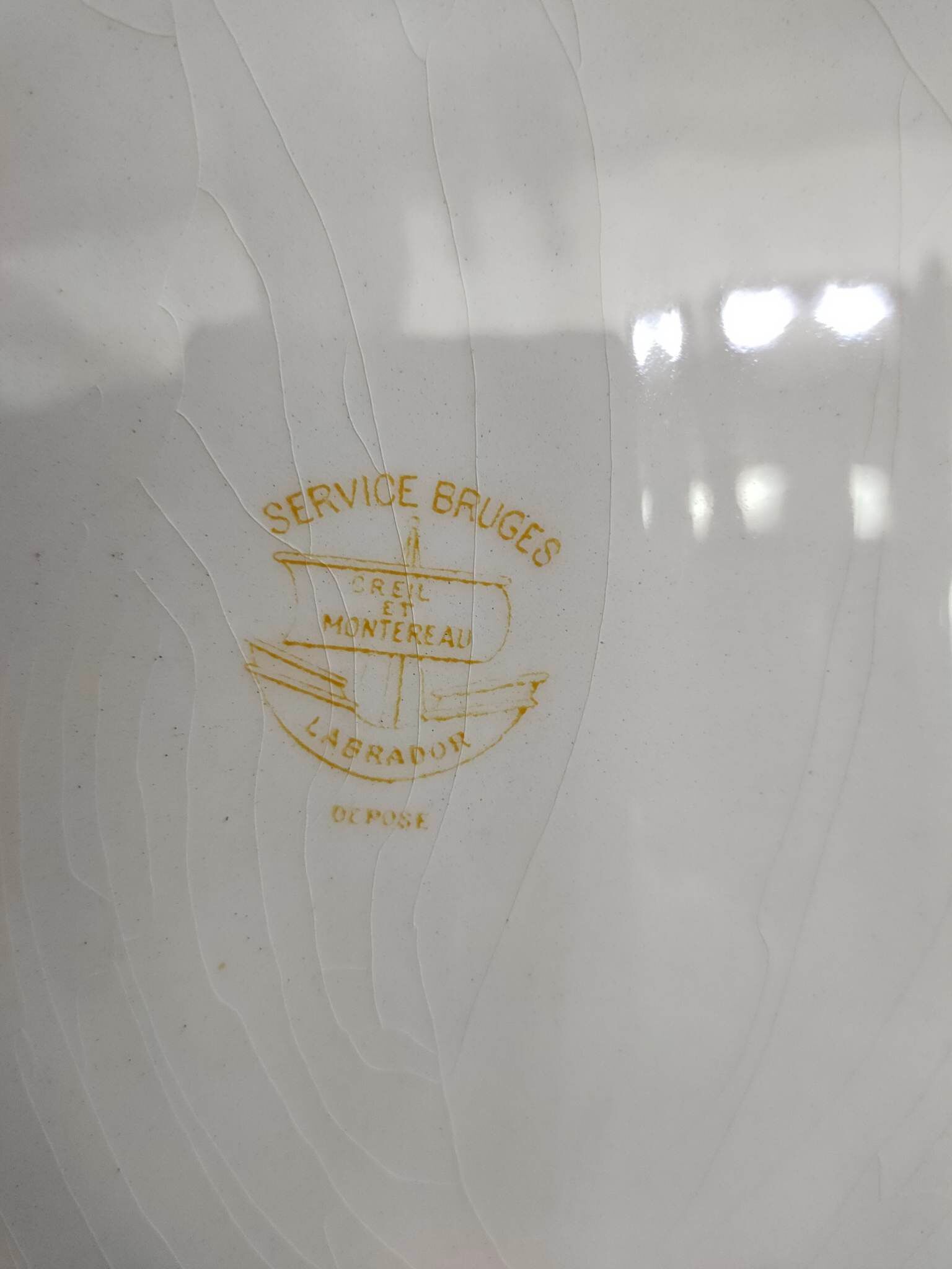 Oval earthenware plate Creil and Montereau Bruges 43x31cm