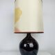 Purple ceramic ball lamp 55 cm from the 60s, silk lampshade