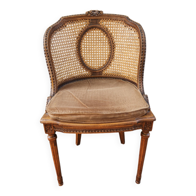 Chaise ancienne Louis XVI en bois et canage XIXe siècle