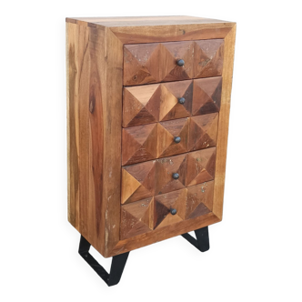 Small 5-drawer diamond-tipped chest of drawers