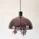 Three-branched chandelier in smoked plexi and chrome, Space Age, 1970