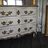 White patinated chest of drawers Louis XV style
