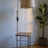 Vintage modernist reading floor lamp with table Poland 1960